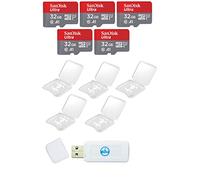 SanDisk Ultra 32GB Micro SD SDHC Memory Card Flash Card (5 pezzi) UHS-I Classe 10 SDSQUA4-032G-GN6MN Lotto all'ingrosso con 5 custodie in plastica e lettore di schede Everything But Stromboli
