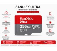 SanDisk Ultra microSD 256GB 150MB/s A1 UHS-I C10 + Adattatore SD Garanzia 10 Ann