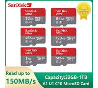 SanDisk Ultra scheda Micro SD 512GB 256GB 128GB 64GB 32GB MicroSDXC scheda MicroSDHC UHS-I classe 10 Micro scheda SD 140MB CF scheda scheda Flash SD/TF Mini SD per altoparlanti Robot telefoni cellular