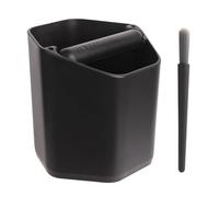 Sandiyago Coffee Knock Box, contenitore per caffè espresso da 1,8 l, accessori per macchina da caffè barista, contenitore antiurto con barra in gomma rimovibile e base antiscivolo, nero (con spazzola