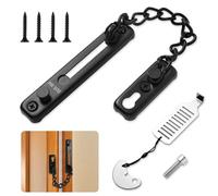 Sandiyago Set da 2 Pezzi Catena Porta Chiavistello e Serratura Portatile, Serratura Porta Blindata, Blocca Porta Antintrusione da Viaggio, Adatto a Casa, Viaggio e Hotel(Nero)