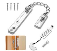 Sandiyago Set da 2 Pezzi Catena Porta Chiavistello e Serratura Portatile, Serratura Porta Blindata, Blocca Porta Antintrusione da Viaggio, Adatto a Casa, Viaggio e Hotel(Srgento)