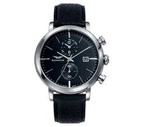 Sandoz 81389-57 - Orologio da polso, cinturino in pelle colore nero