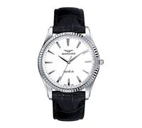 Sandoz Classic 81308-00 - Orologio da donna, in acciaio, cinturino in pelle nera, vetro di zaffiro e meccanismo svizzero