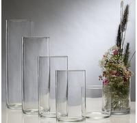 Sandra Rich Vaso Portafiori Cilindro in Vetro Trasparente Lucido Ø15 H15-50