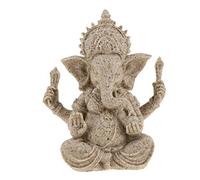 Sandstone Ganesh Statua Dio Elefante Indiano Statuetta Ornamento Beige - 10 cm