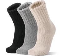 Sandsuced Calze Termiche per Stivali in Lana di Merino per Uomini e Donne Winter Warm Thick Cozy Hiking Christmas Stocking Stuffers Socks 3 Pairs(Nero/Grigio/Beige, L)