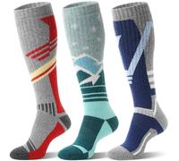 Sandsuced Calzini in Lana Merino Sci Calzini Caldi Termici Termo Spessi Calzini d'Inverno per Uomo e Donna Inverno Sci Regalo Calzini 3 Paia (Red/Green/Deep Blue, M)