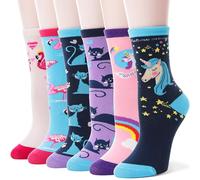 Sandsuced Calzini per Bambine Divertenti Regali in Cotone Calzini per Bambini Colorati Morbidi Calzini Novità Calzini Natalizi 6 Paia Calzini Bambine (32 33 34 27 29 30 26) (Unicorno F., 28-31)