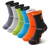 Sandsuced Calzini Ragazzi Sportivi Calzini Running Atmosferici Compressione Cotone Outdoor Bambini 6 Paia Regalo Giungle(Strisce Oblique, 31-38)