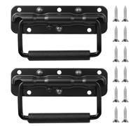 SANDUNKEJI 2 maniglie a molla per casse, maniglie pieghevoli, 140 mm, maniglia per valigia, maniglia pieghevole per casse, cassetta degli attrezzi, porta, colore nero