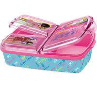 Sandwich Box azzurro e rosa per bambini in plastica Barbie modello a scomparti utile per portare la merenda fuori casa
