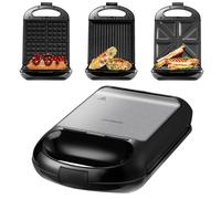 Sandwich Maker 3 in 1 XXL, 3 Piastre Intercambiabili, 1200 Watt, Griglia a Conta