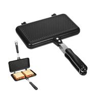 Sandwich maker Camping double face, in alluminio, antiaderente, tostapane pieghevole per panini, waffle e toast, nero per cucina colazione