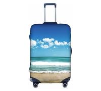 Sandy Beach - Copertura per valigie trolley, elastica, lavabile, antigraffio, adatta per 45-81 cm, bianco, M