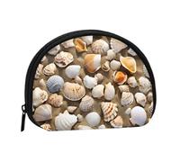 Sandy Beach - Mini portamonete con stampa a tema spiaggia per donne e ragazze, piccolo portamonete a conchiglia, taglia unica, casual, Nero , Taglia unica