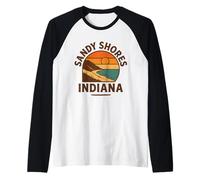 Sandy Shores Indiana Camicia Tramonto Spiaggia Vista Panoramica Maglia con Maniche Raglan