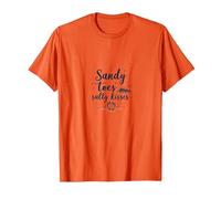 Sandy Toes Salty Kisses Beach Lover Estate, hawaiani Maglietta, Uomo, Arancio, XL