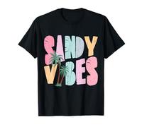 Sandy Vibes T Beach & Summer Vacation womens girls Tee Maglietta