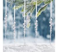 Sandyseptember 50 ornamenti in acrilico trasparente a forma di ghiacciolo per la decorazione dell'albero di Natale, design trasparente realizzato per un uso duraturo in feste e composizioni decorative