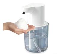 Sandyseptember Dispenser automatico di sapone schiumoso con sensore a infrarossi, 4 livelli regolabili senza contatto, montaggio a parete per cucina e bagno (bianco)