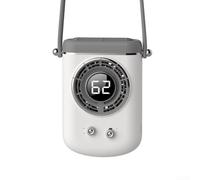 Sandyseptember Ventilatore portatile indossabile da vita e collo con display a LED, 3 impostazioni, ricaricabile 2000 mAh, per viaggi e uso all'aperto, bianco (2000 mA)