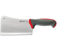 Sanelli Ambrogio Linea TECNA Colore Falcetta, Mannaretta Professionale per Tranciare Carne e Pesce. Manico Rosso Igienico ed Antiscivolo, Acciaio Inossidabile