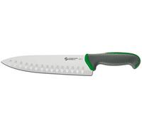 Sanelli Ambrogio Linea TECNA Colore Trinciante Cuoco Alveolato. Manico Verde Igienico Ergonomico, Acciaio Inossidabile