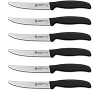 Sanelli Ambrogio, Set Coltelli da Bistecca Supra, 6 Coltelli con Lama Dentata 12 cm, Affilatura a Controllo Laser, Manico Ergonomico, Coltelli Professionali Made in Italy Lavabili in Lavastoviglie