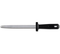 Sanelli Ambrogio Supra Acciaino Affilatore Cromizzato Ovale, per Lame di Coltelli, Manico Ergonomico in Polipropilene Nero, Acciaio Inossidabile