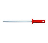 Sanelli Ambrogio Supra Acciaino Affilatore Tondo Cromizzato, per Lame di Coltelli, Manico Ergonomico in Polipropilene Rosso, Acciaio Inossidabile