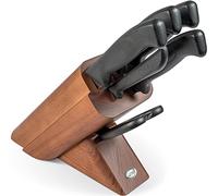 Sanelli, Ceppo in Legno di Ciliegio 5 Coltelli + 1 Forbice Manico Antiscivolo, Skin Nero