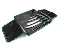 Sanelli linea Premana Professional, Set 5 coltelli BBQ, Rotolo cuoco, Nero/Verde/Rosso