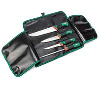 Sanelli linea Premana Professional, Set coltelli Macellaio, Rotolo cuoco, Nero/Verde/Rosso