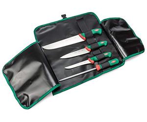 Sanelli linea Premana Professional, Set coltelli Macellaio, Rotolo cuoco, Nero/Verde/Rosso