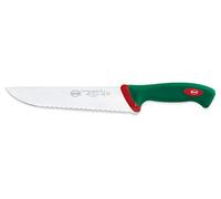 Sanelli Premana Professional Coltello Francese seghettato, Acciaio Inossidabile, Verde/Rosso, Lama cm.22