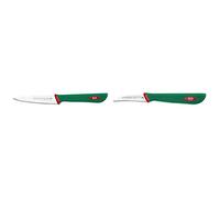 Sanelli Premana Professional Coltello Spelucchino, Acciaio Inossidabile, Verde/Rosso, 10 cm & Professional Coltello Verdura spelucchino curvo, Acciaio Inossidabile