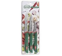 Sanelli Blister Mix 3 Spelucchino Cm.10, Pomodoro Cm.12, Verdura Cm.6 Premana, Manico con tecnologia antibatterica Verde e Rosso - verde acciaio inox 662603