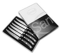 Sanelli Set astuccio 6 coltelli da Bistecca e tavola Ergoforge, Lama seghettata