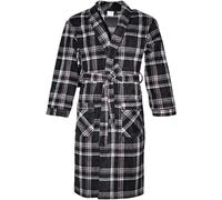 SaneShoppe Vestaglia da uomo con collo sciallato a quadri 300 gsm (L-XL, Nera)