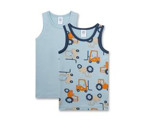 Sanetta Canottiera Intima da Ragazzo (Confezione Doppia) Trattore Azzurro | Canottiera Intima di Alta qualità e sostenibile per Ragazzi in Misto Cotone., Blu, 140