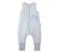 SANETTA Sacco nanna con piedi blu | Pratico e comodo sacco a pelo unisex in cotone biologico, sacco nanna con cerniera e stampa arcobaleno | Baby Sleeping Bag