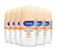 Sanex Antitraspirante roll on dermo sensibile 50 ml confezione da 6, deodorante per pelli sensibili, 0% di alcol o etanolo, (6x50 ml) (la confezione può variare)