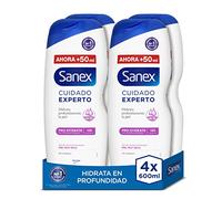 Sanex Cura Expert Pro Hydrate Gel Doccia, confezione da 4 x 600 ml, Formula con Prebiotico Naturale, Idrata in profondità la pelle, 12H Idratazione, 0% solfati, per pelle molto secca