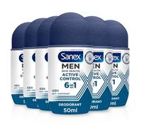 Sanex, deodorante da uomo roll-on con controllo attivo della pelle, 50 ml, confezione da 6