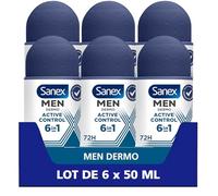 SANEX - Deodorante Roll-On - Anti-traspirante Men Dermo Active Control - Efficienza 48 h - Confezione da 6 x 50 ml