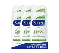SANEX - Gel doccia Zero% Kids - Gel doccia per bambini - Corpo e capelli - Biodegradabile e vegano - 475 ml - Set di 6