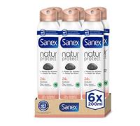 Sanex Mineral Protect Deodorante spray, confezione da 6 x 200 ml, protezione 48 H contro i cattivi odori, con pietra di allume, 0% alcool, senza allergeni e coloranti, pelle sensibile