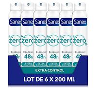 SANEX - Spray deodorante 0% Extra Control - Deodorante per uomo e donna - Efficace 48 ore - Senza alcool, senza sali di alluminio - Confezione da 6 x 200 ml