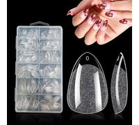 SanFangyue 552 Pezzi Unghie Finte a Mandorla, 12 Misure Tip in Gel Trasparenti, Nail Tips Corte, Soft Gel Nail Tips, Tip per Unghie Finte Per La Nail Art Fasle Nails